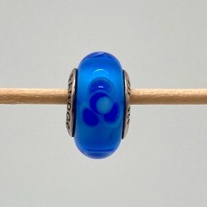 Pandora 925 Blue Flowers Murano Bead Charm